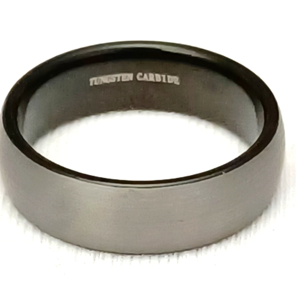 TUNGSTEN CARBIDE MENS BAND SILVER BLACK RING
